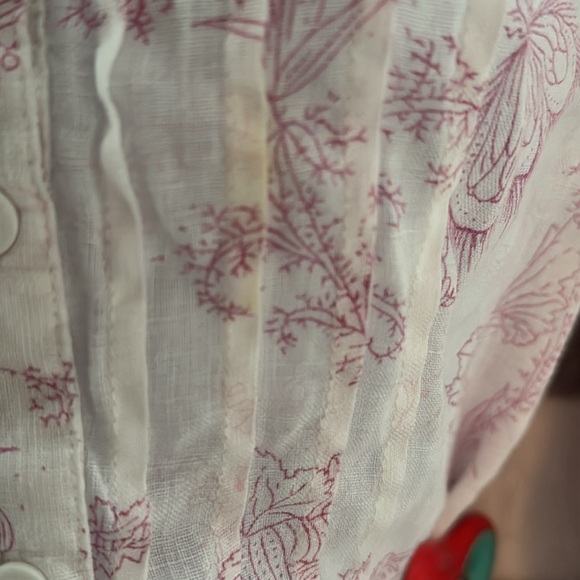 Malvin Linen Floral Long Sleeve V Neck Button up Blouse/ Top Size Large - Picture 6 of 15